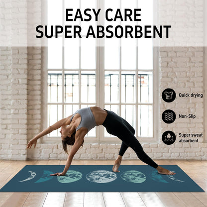 Hot Yoga Mat Towel with Corner Pockets Yoga Towels for Hot Yoga Non Slip with Travel Bag Sweat Absorbent Yoga Blankets Mat Cover for Workout Gym 70"x26" (Mountain-01, 70x26)