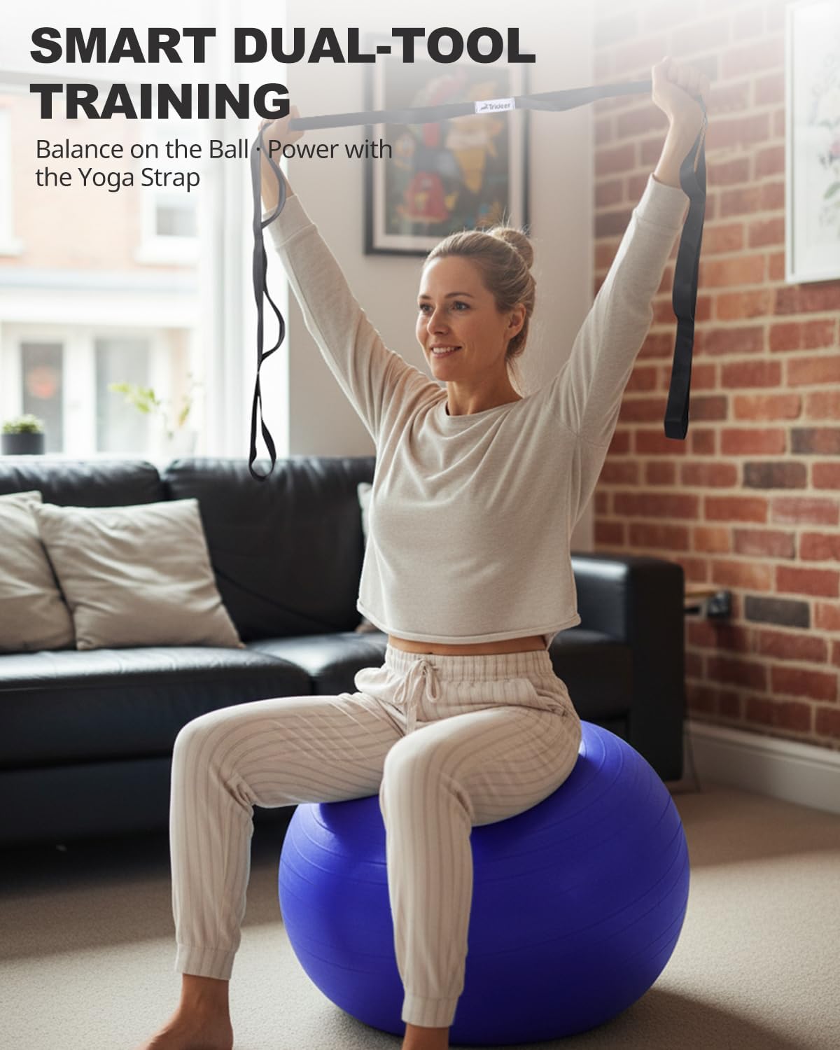 Trideer Exercise Ball for Yoga, Pilates & Fitness – Stability Ball Equipment for Home Gym & Office Chair, Core & Balance Training Accessories, Physical Therapy Equipment, Quick Pump Included, 5 Sizes