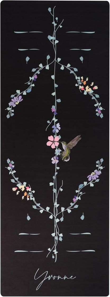 Yvonne Hummingbird Harmony Travel Yoga Mat - Ultra Thin 1/16” (1.5mm), Lightweight, Foldable & Non-Slip, Eco-Friendly Natural Rubber for Travel & Home + Free Carrying Strap