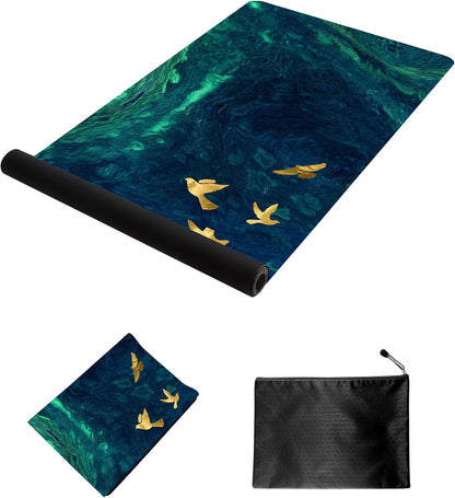 nuveti Printed Travel Yoga Mat-1/16 Inch Thick Non Slip Fitness Workout Mat with Carrying Bag, Foldable Lightweight Suede & Natural Rubber Yoga Mat for Yoga Pilates and Fitness 72" L x 24" W x 1.5mm