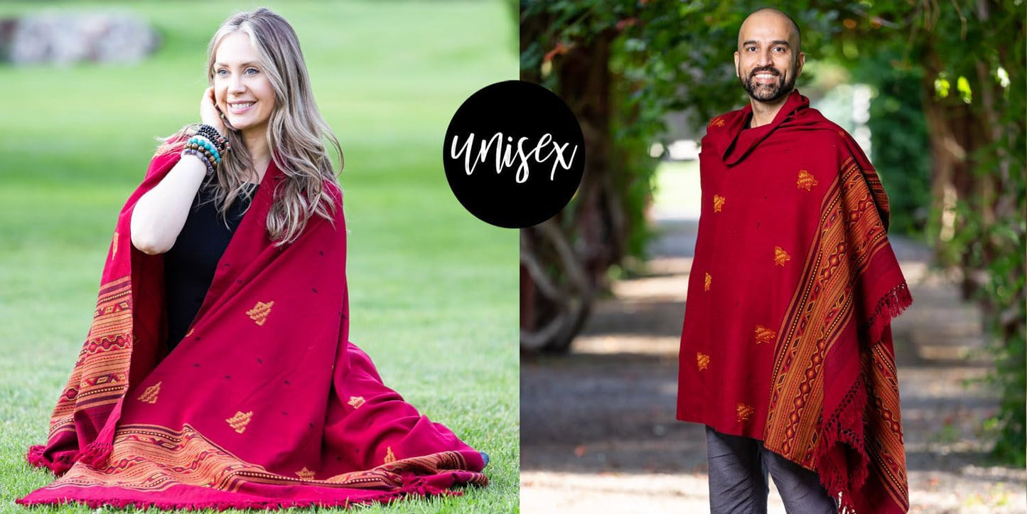 Exotic Vegan Meditation Shawl - Large Unisex Prayer Wrap, Oversize Scarf & Versatile Indian Style Blanket