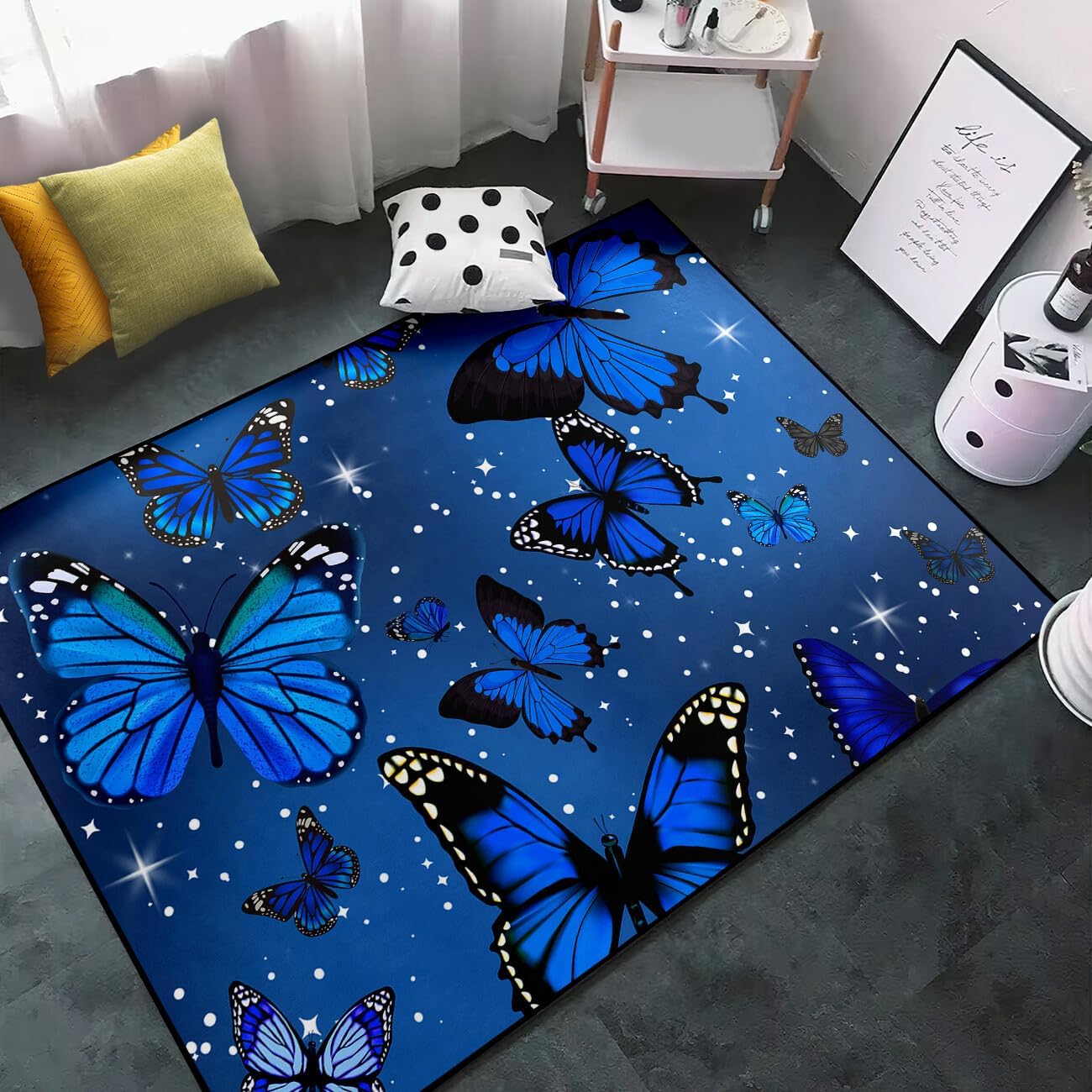 Black Girl Area Rug for Bedroom African Black Girls Floor Rugs for Living Room Playroom Cartoon Art Home Decor Soft Yoga Mats for Women Afro Purple 47" x 31" (2.7 x 3 Feet)