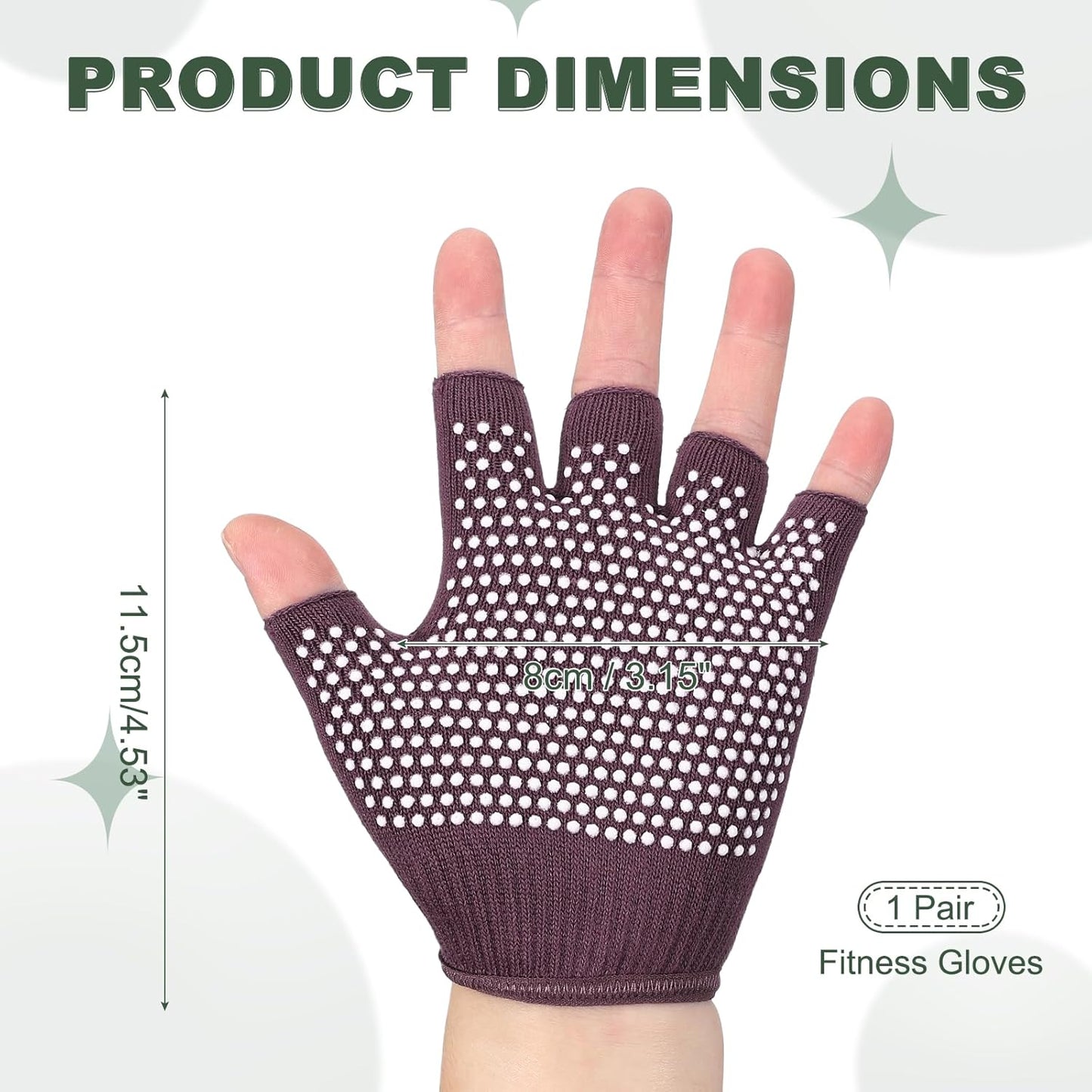 Yoga Gloves, Non Slip Fingerless Pilates Gloves Breathable Exercise Workout Mittens