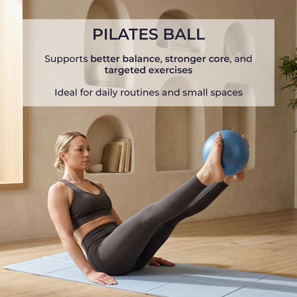 Foldable PILATES MAT with 3 Resistance Bands Set, Pilates Ball & Yoga Ball — 6-Piece Pilates Kit, Extra Thick Workout Mat, Air Pump Included. At Home Workout Equipment for Women and Men