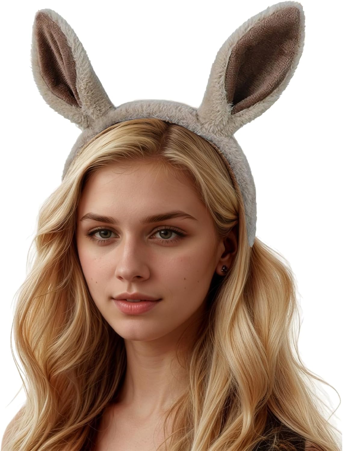 IPENNY 2 Pcs Womens Plush Animal Ears & Horns Headband Halloween Costume Hairbands Cartoon Headbands for Cosplay Makeup, Yoga