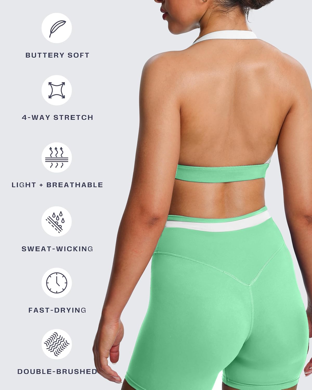 Aoxjox Women's Color Block Halter Workout Sports Bras Fitness Athletic Vanessa Bra Yoga Crop Tank