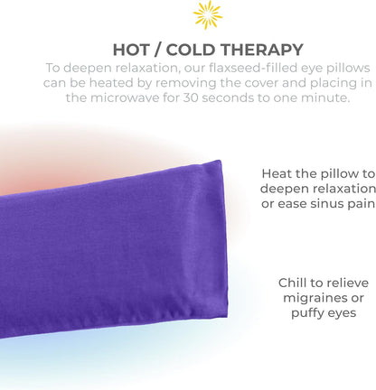 4-Pack Unscented Sateen Eye Pillows, Low-Luster, 9’’ x 4’’ Flaxseed Weighted Eye Mask for Sleeping, Hot or Cold Therapy for Relaxation, Migraine, and Headache, Blue