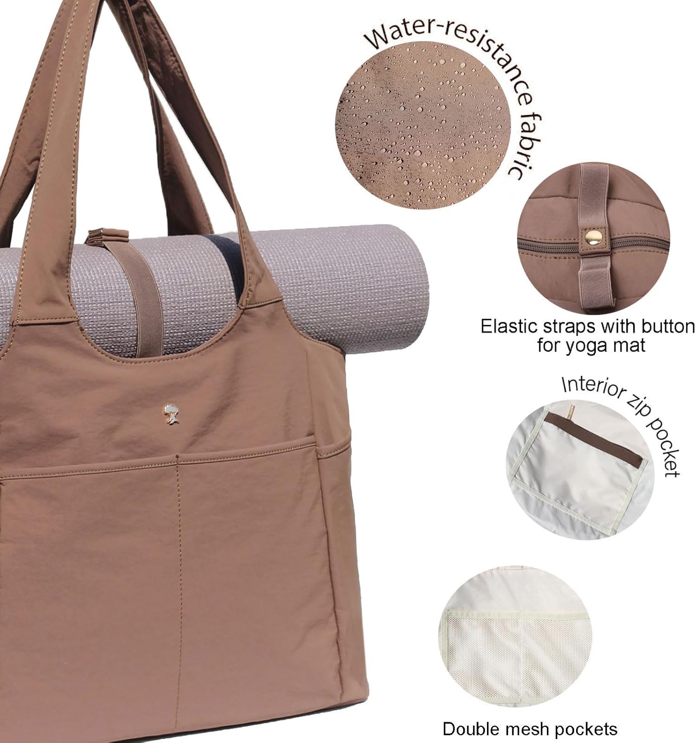 ESVAN Yoga Tote Bag Mat bag Women Shoulder Bags Carryall Tote for Travel Office Workout Gym Nurse Beach