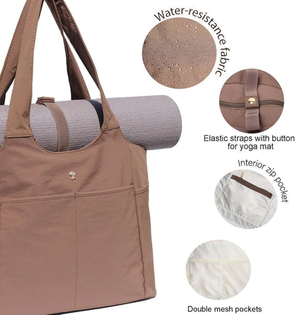 ESVAN Yoga Tote Bag Mat bag Women Shoulder Bags Carryall Tote for Travel Office Workout Gym Nurse Beach