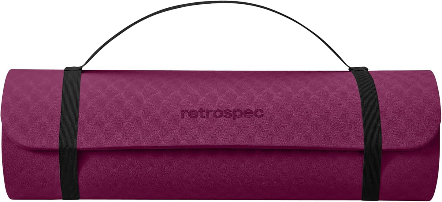 Retrospec Zuma Yoga Mat | 1/2 Inch Thick Non Slip Workout Mat | TPE Exercise Mat for Yoga, Pilates & Stretching | 72x24in