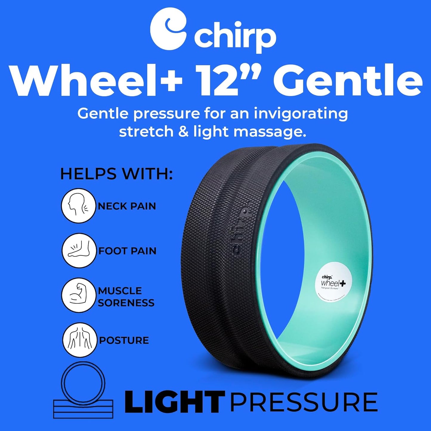 Chirp Wheel Foam Roller – Targeted Back & Neck Relief, Lumbar Spine Stretcher, Spinal Decompression Back Stretcher, Massage Roller with Density Foam for Physical Therapy, Supports 500lbs, 4-Pack Black