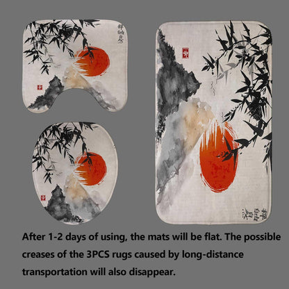 4PCS Spa Zen Shower Curtain Sets with Rugs, White Shower Curtain, Pink Floral Orchid Lotus Water Lily Stone Bamboo Water Reflection Yoga Massage Relaxing Spiritual Meditation Bathroom Decor