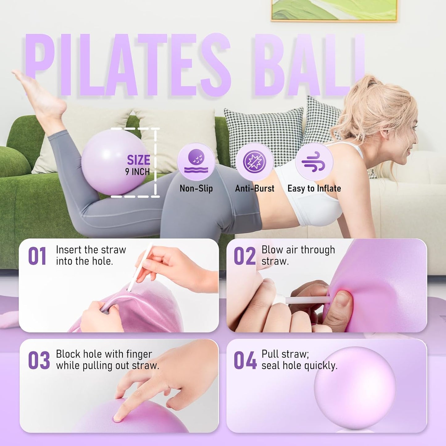 Pilates Ring Kit for Women, Pilates Equipment – 14.5" Home Magic Circle Workout with Pilates Ball, Resistance Bands, Better me Pilates Essentials Starter Set for Beginners Toning Shape Full Body