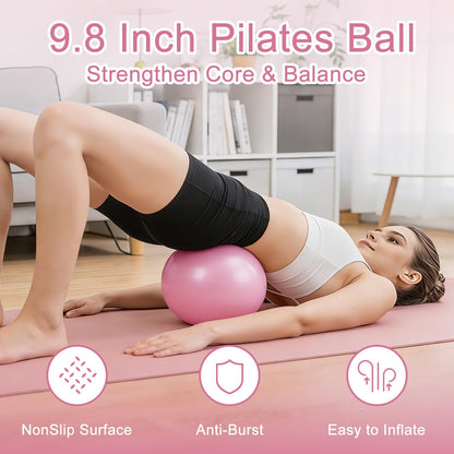 Pilates Kit for Home Workout: Pilates Equipment Ring and Ball Set for Women with Resistant Loops, Stretch Band & Storage Bag - Essentials Pilates Accessories Kit for Beginners Full Body Workouts