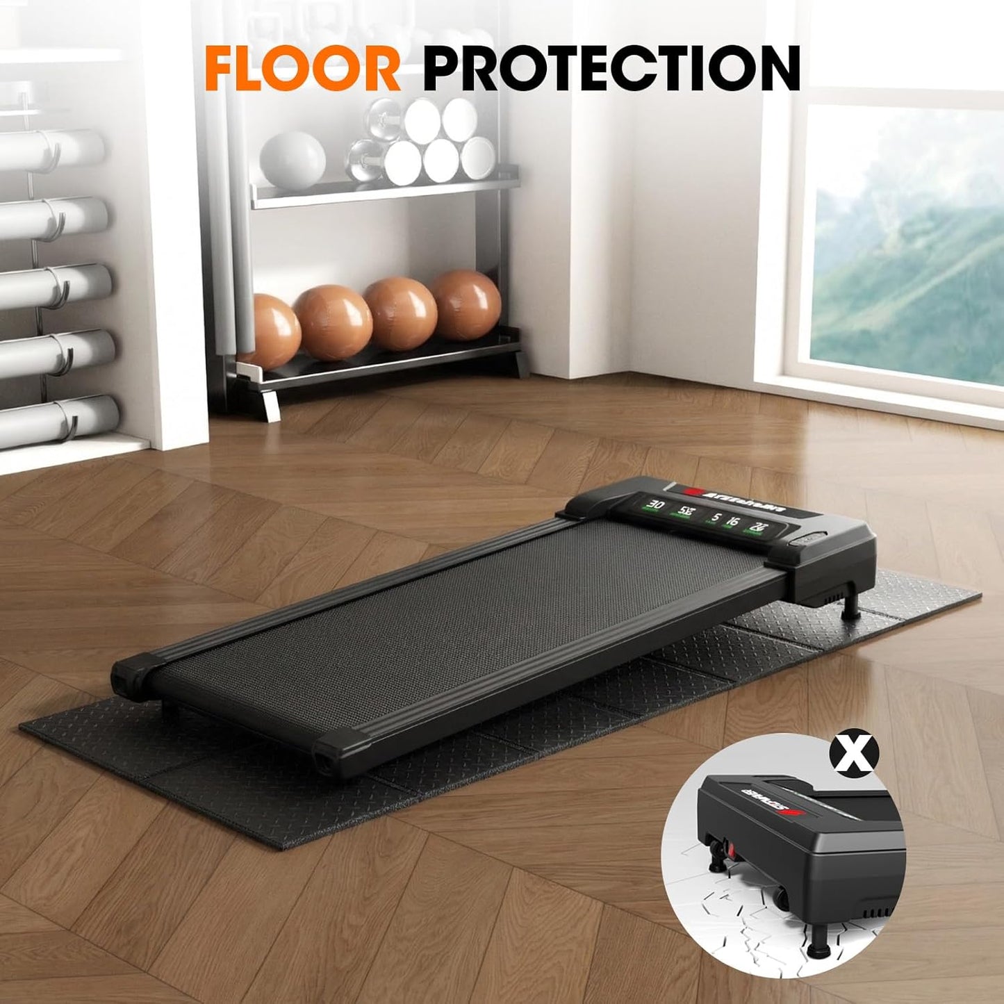 Stepwaver Walking Pad Mat for Carpet, Treamill Mat for Hardwood Floors, High Density, 0.2" Thickness, Folable, Floor Protection Mats for Bike, Elliptical, Treadmill