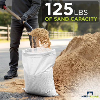 Heavy Duty Sand Bags Pack of 3, White Empty Sandbags with Built-In Ties, Woven Polypropylene UV Protection 1600 Hours, Fillable Sand Bags for Flood Control, Weight, 10x14 inches, 15 Pounds Volume