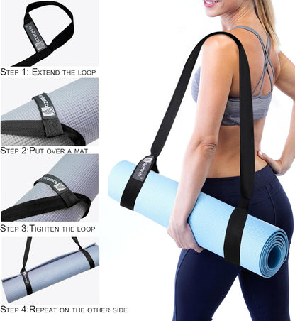 A AZURELIFE [MAT NOT Included] Yoga Mat Sling, Yoga Mat Straps for Carrying, Easy-Cinch Yoga Mat Holder Strap