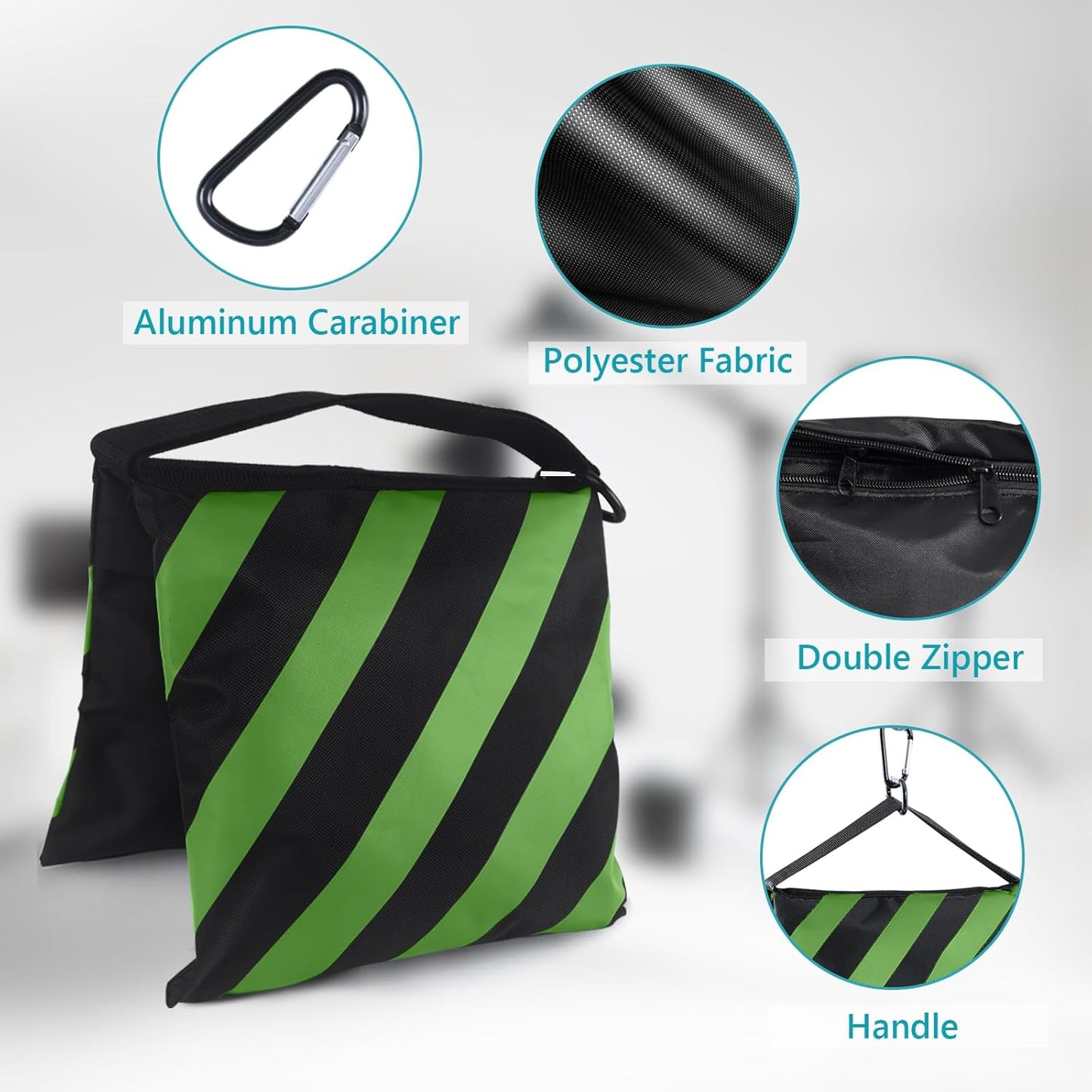 ABCCANOPY Photography Sandbag for Video Stand, Heavy Duty Weight Bags for Light Tripod, Camping Chair, 4 Packs (Black) No Sand