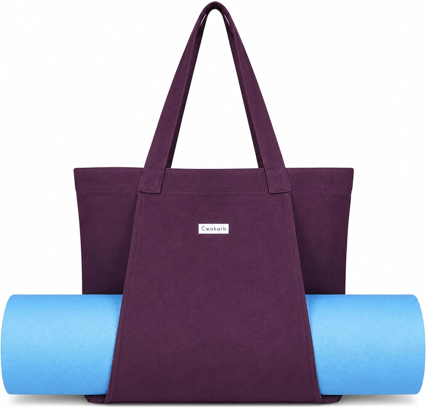 Yoga Mat Bag for Women, 100% Cotton Canvas Tote with Wet/Dry Pocket, Bottle Holder and Inner Zipper Pocket, 25L Carrier for Pilates and Travel