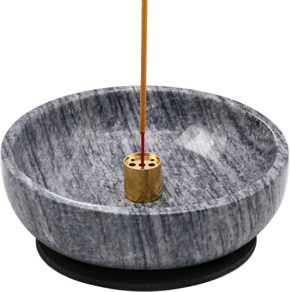 Vrupin Natural Marble Incense Burner, Handmade Incense Stick Incense Burner Reflux Burner, Ideal for use in Meditation, Incense Smokers and Decoration. (Black)