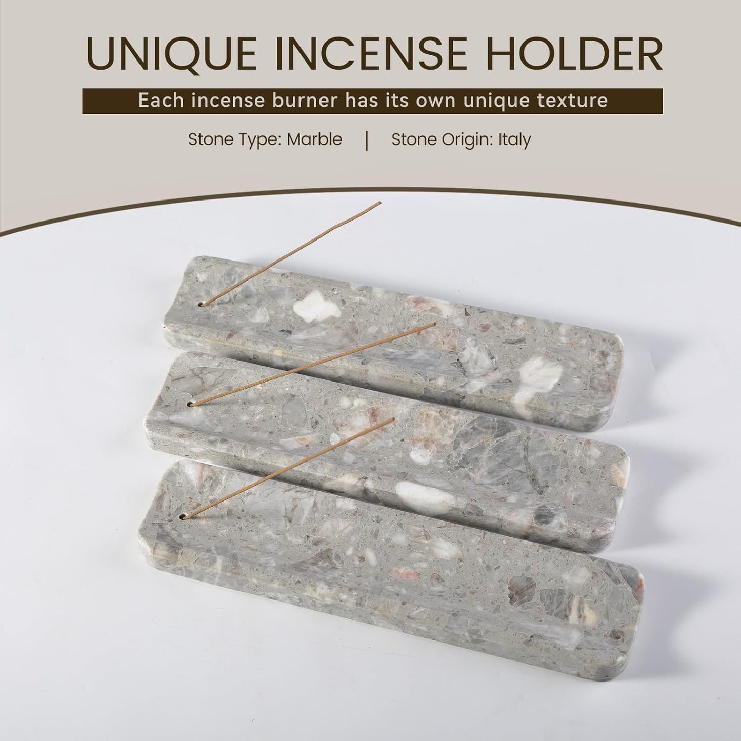 Koville Marble Incense Holder, Incense Holder for Sticks, Incense Sticks Holder Ash Catcher for Meditation Yoga SPA, Natural Stone Incense Burner, Home Table Decor (Green)