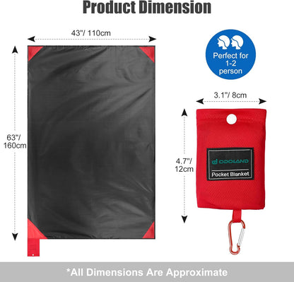 Odoland Beach Blanket Picnic Blanket, 43.3" x 27.5" SandProof Waterproof Outdoor Pocket Blanket with Portable Bag, Foldable Lightweight Sand Free Beach Mat for 1 People Hiking, Camping, Travel, Pink