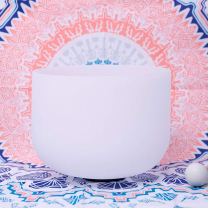 ENERGYSOUND 432Hz A Note Third Eye Chakra Frosted Quartz Crystal Singing Bowl 7 inch mallet and o-ring included