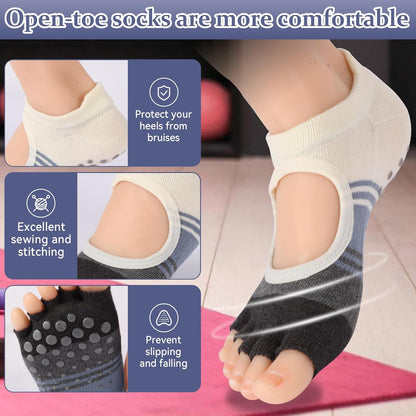 Pilates Socks with Grips for Women,Yoga Socks, Non-Slip Yoga Sock with Toe Separators, Pilates Non Slip Sock