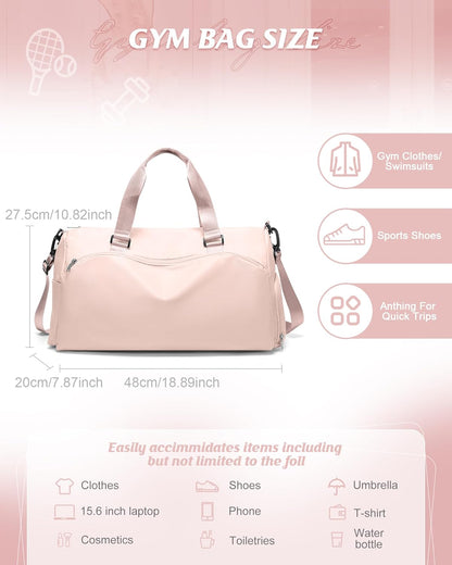 Gym Bag Womens Mens with Shoes Compartment and Wet Pocket Travel Duffel Bag for Women for Plane Sport Gym Tote Bags Swimming Yoga Waterproof Weekend Overnight Carry on Bag Hospital Holdalls - Colors B