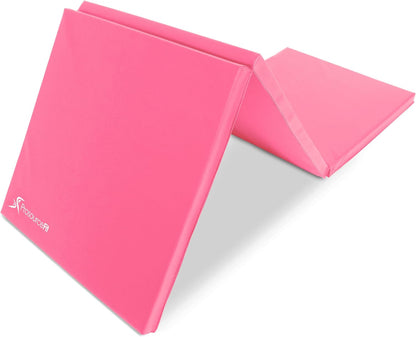 ProSource Tri-Fold Folding Thick Exercise Mat 6’x2’ with Carrying Handles for MMA, Gymnastics, Stretching, Core Workouts