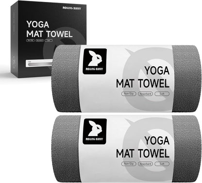 Yoga Mat Towel 72"x25" (2 Pack Gray) & Home Pilates Kit