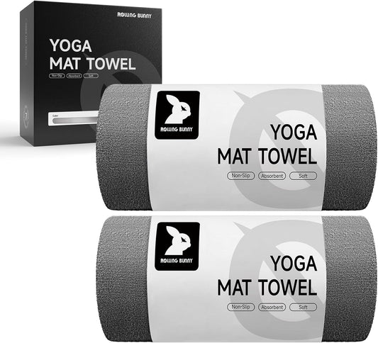 Yoga Mat Towel 72"x25" (2 Pack Gray) & Home Pilates Kit