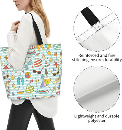 Tote Shoulder Bag Large Durable Reusable Eco-friendly Handbag Lightweight Stylish for Daily Use-19.7x15.7x5.9 Inch - Colors A
