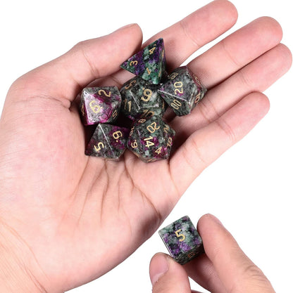 mookaitedecor 7 PCS Blue Howlite Turquoise Crystal Polyhedral DND Dice Set, Polished Tumbled Stones Dices for RPG MTG Table Games Home Decoration