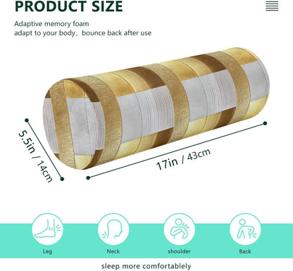 Yoga Bolster Pillow Round Neck Roll Pillow Bed Round Pillow for Baby Cylinder Decorative Pillow Bolster Pillow Covers with Zipper Gold Stripe