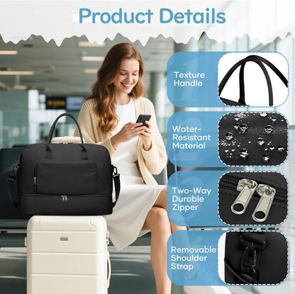 Gym Bag Womens Mens with Shoes Compartment and Wet Pocket Travel Duffel Bag for Women for Plane Sport Gym Tote Bags Swimming Yoga Waterproof Weekend Overnight Carry on Bag Hospital Holdalls - Colors C