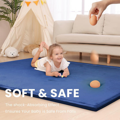 Baby Play Mat for Floor,1.3" Thick Memory Foam Tummy Time Mat,Soft Coral Velvet Nursery Rug,Large Non Slip for Crawling,Toddlers,Infants,Kids,Yoga & Tatami Style for Living Room(Dark Gray)