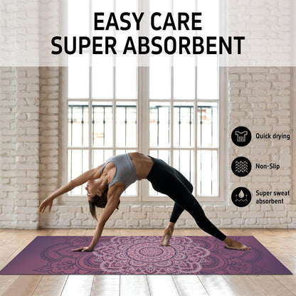 Hot Yoga Mat Towel with Corner Pockets Yoga Towels for Hot Yoga Non Slip with Travel Bag Sweat Absorbent Yoga Blankets Mat Cover for Workout Gym 70"x26" (Mountain-01, 70x26)