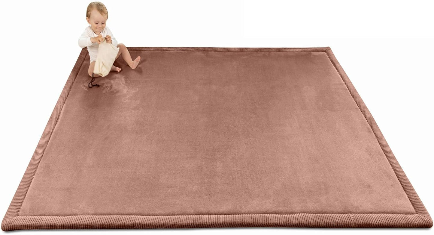 Hakuna Matte CloudSoft Mat for Floor 60" x 80" Beige – Coral Velvet Memory Foam Rug – Non-Slip, Water-Resistant