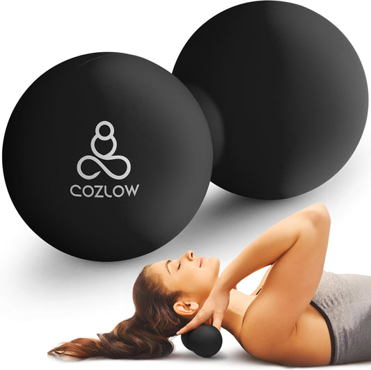 COZLOW Double Lacrosse Silicone Massage Ball - Cobalt Blue - Peanut Trigger Point Roller for Mobility, Deep Tissue Therapy, Myofascial Release - Acupressure Tool for Muscle Pain Relief