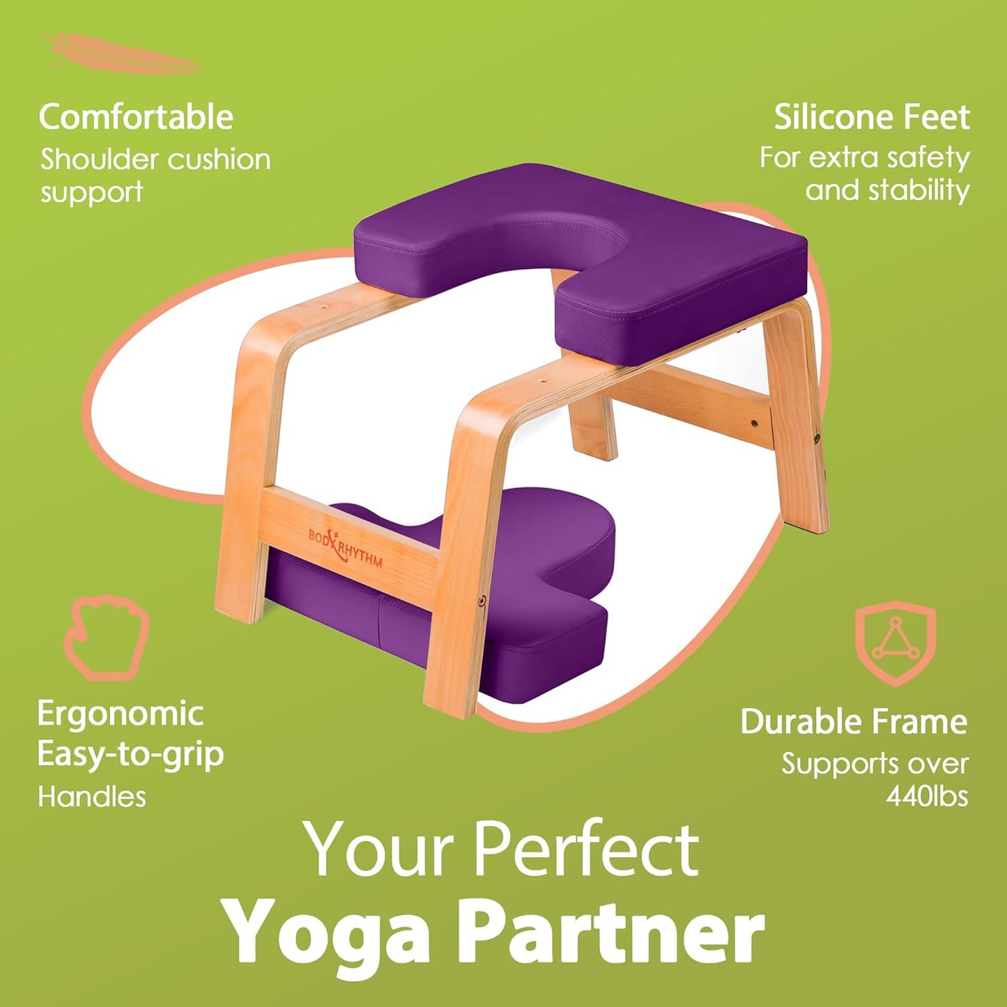 BODY RHYTHM Yoga Headstand Bench, Yoga Inversion Chair, Headstand Trainer for Relieve Stress, Improve Sleep & Digestion and Strength Training, Ideal for Home Workout, Fitness and Gym