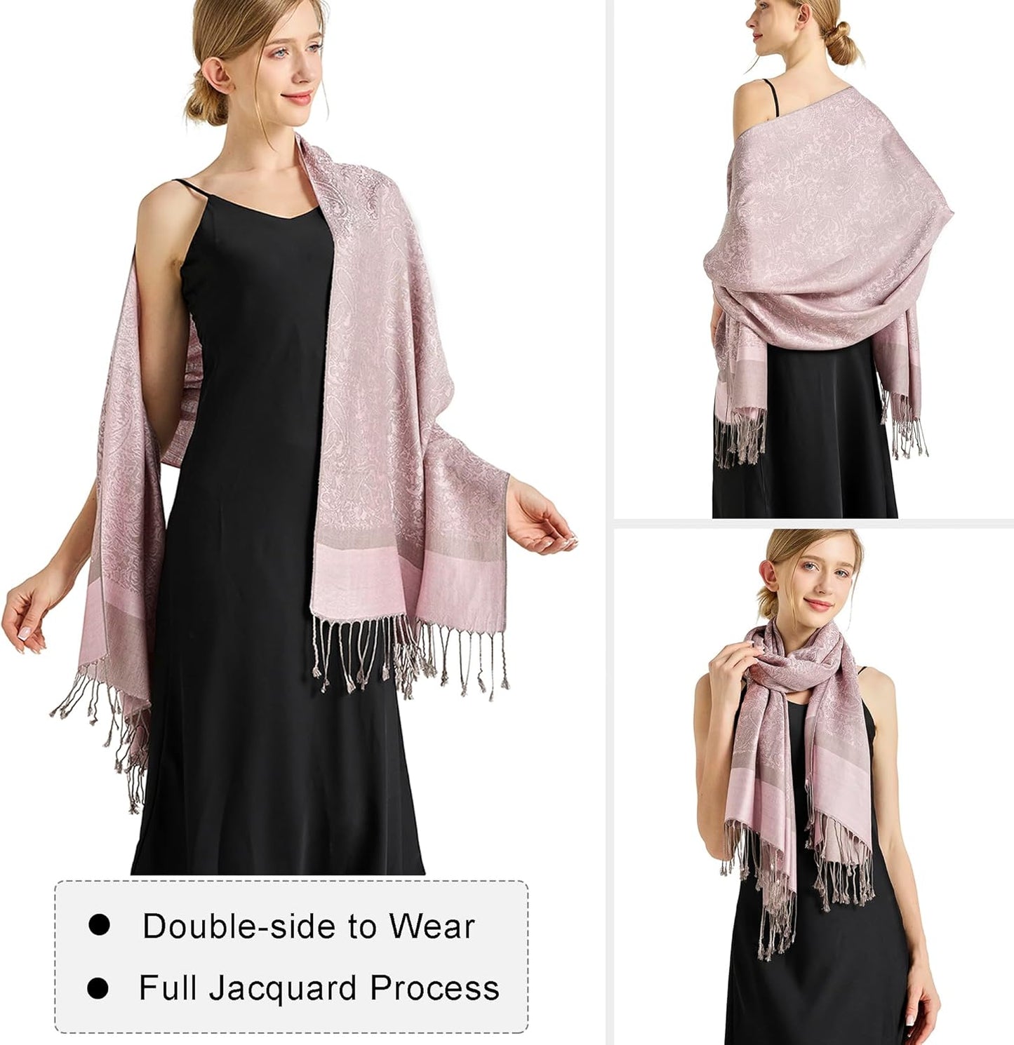 vimate Silky Paisley Pashmina Shawl Scarf-Women's Soft Double-side Jacquard Pashminas Wrap for Evening Dress Travel Shawl