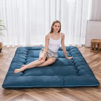 MAXYOYO Bohemian Retro Mattress Boho Floral Japanese Futon Mattress Tatami Floor Mat Foldable Portable Camping, Sleeping Pad, Lounger Couch Bed Full Size