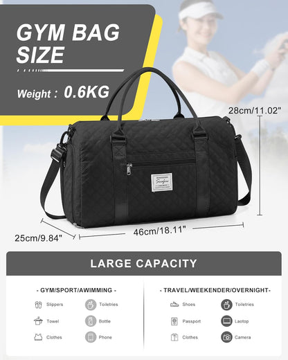 Gym Bag Womens Mens with Shoes Compartment and Wet Pocket Travel Duffel Bag for Women for Plane Sport Gym Tote Bags Swimming Yoga Waterproof Weekend Overnight Carry on Bag Hospital Holdalls - Colors B