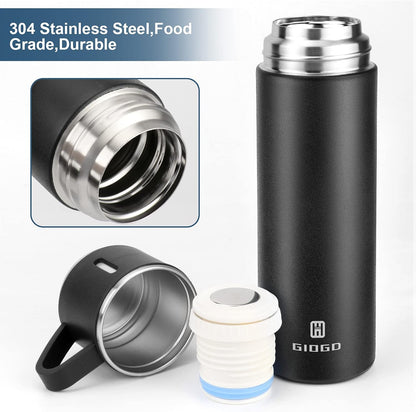Stainless Steel Thermo 500ml/16.9oz Vacuum Insulated Bottle with Cup for Coffee Hot drink and Cold drink water flask.(Pink,Set)
