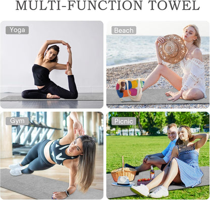 Hot Yoga Towel with Grip Dot, Non Slip Sweat Absorbent Microfiber Yoga Mat Towels for Hot Yoga, Pilates, Fitness and Workout 72inch x 24inch