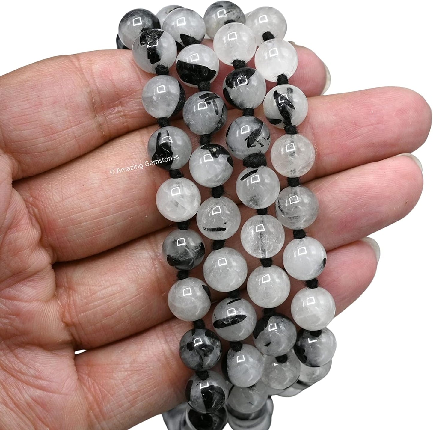 Amazing Gemstone 108 Beads Handmade Mala (Knotted, Rudraksha) - Colors B