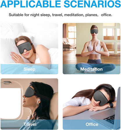LYSIAN 3D Sleep Mask for Side Sleepers, Blackout Eye Mask with No Pressure on Eyes, Adjustable Comfortable Blindfold with 5 Pairs of Ear Plugs for Sleeping, Travel, Nap, Purple
