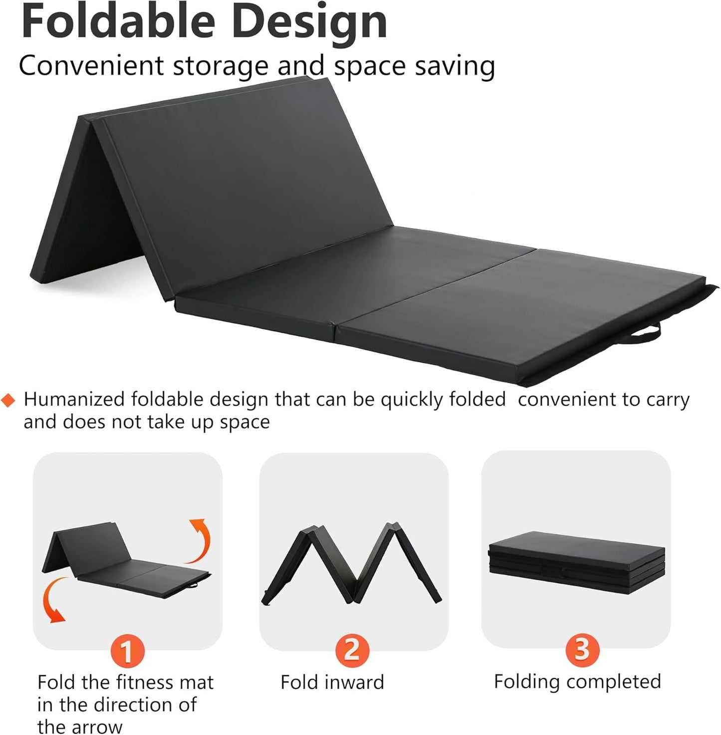 Gymnastics Tumbling Mat Portable Gymnastics Mat Foldable Tumbling Mat 2ft W 6ft L/4ft W 6ft L/4ft W 8ft L/4ft W 10ft Exercise Mat Yoga Mat with Carrying Handles for Yoga Gymnastics