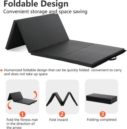 Yoga Mat Thick 2 Inch Workout Flooring for Home Gym - Exercise, Gymnastics, Tumbling, Pilates, Dance Equipment - Foldable Foam Play Mat for Kids and Adults